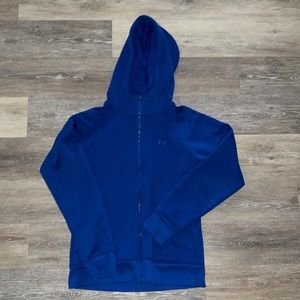 blue Under Armour hooded zip up jacket size medium semi fitted